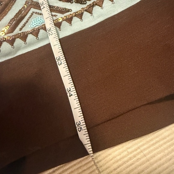 Willow Glenn Shift Dress Size 8 Blue Brown Linen - Picture 6 of 8